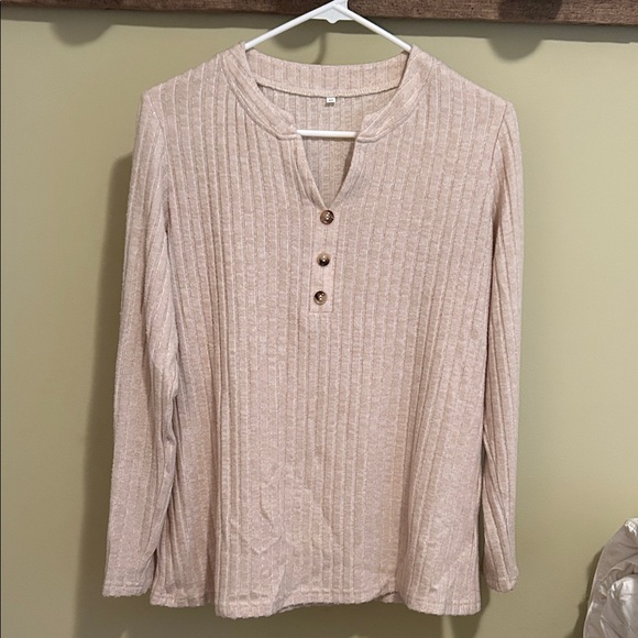 Beige Ribbed Sweater - Picture 1 of 5